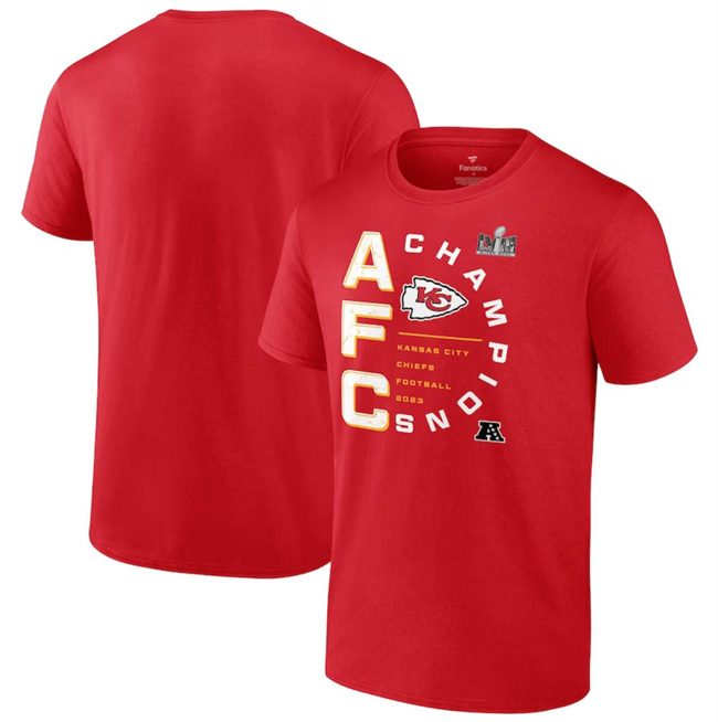 Men's Kansas City Chiefs Red 2023 AFC Champions Right Side Big & Tall T-Shirt